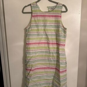 Tommy Bahama Pink, Lime Green & White Striped Sleeveless Top